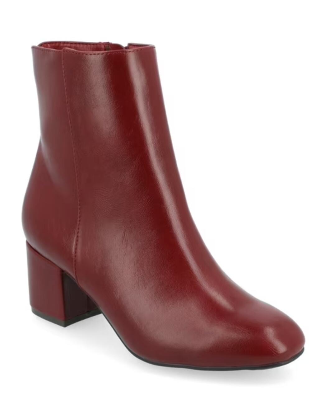 Journee Collection Adria Booties 7.5 Red Brown Boot NWOT Vegan Leather Square